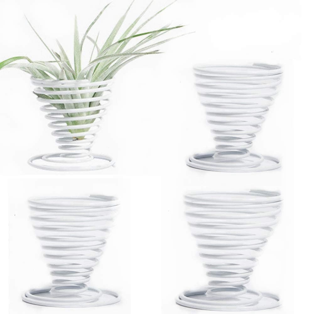 YALEX 4 Pieces Air Plant Stand Airplant Container Tillandsia Holder Stainless Steel Plant Display Racks, （White）