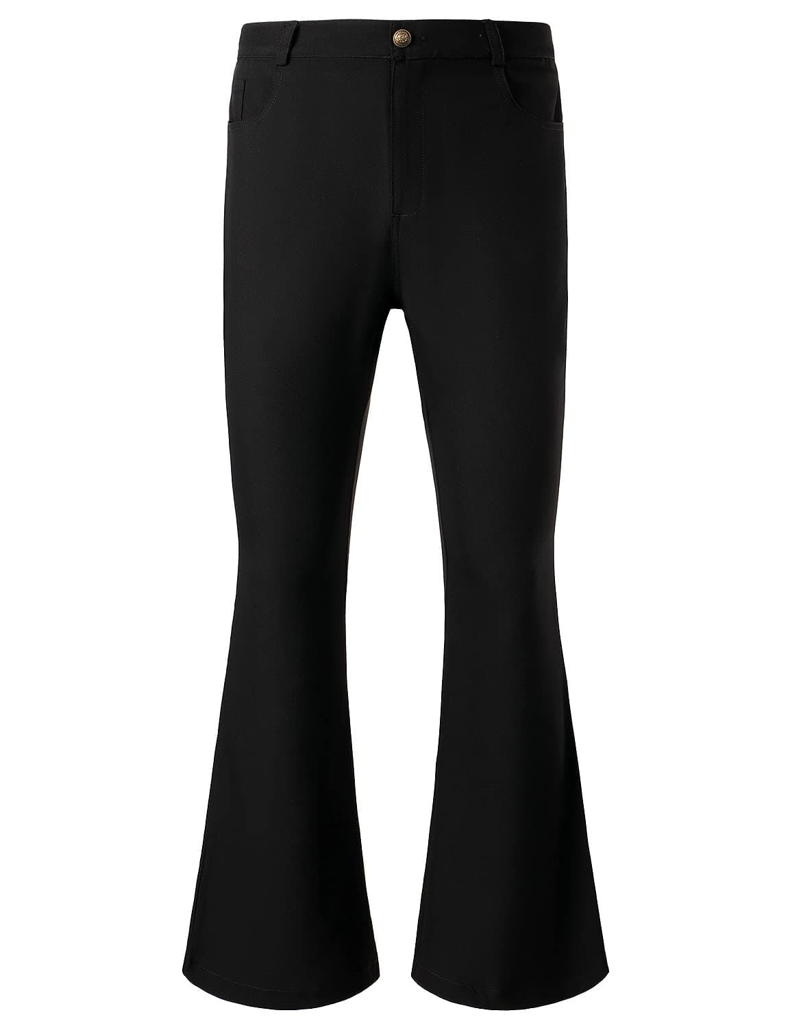 JOGALMens Bell Bottom Pants 70s Disco Outfits Slim Fit Retro Flared Trousers