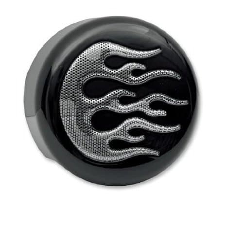 Black & Chrome Flames Replacement Horn Cover fits HD