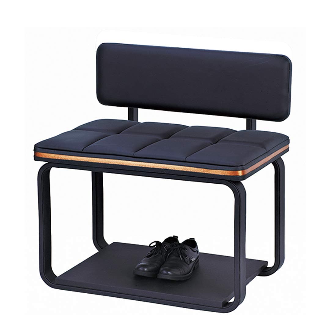 VINN DUNN LUXIUS Faux Leather Luggage Stand BLACK | Bedroom Storage Trunk with Shoe Storage Shelf BLACK