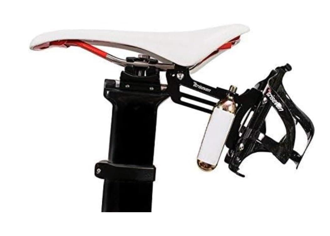 Triseven Bottle Holder Bike - Drink Holder Bike - for 2 Water Bottles and 2 CO2 Cartridges - Bike Cup Holder for Drink Bottle - Fit Bicycles - Bicycle Accessories - without Water Bottles