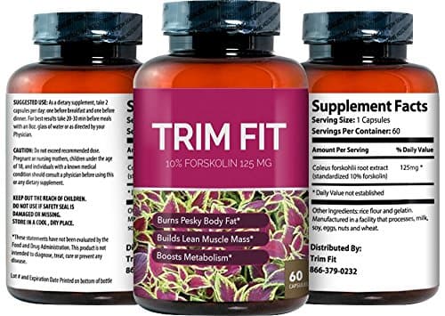 Trim Fit Weight Loss Supplement (Forskolin - Pure Coleus Forskohlii Root) - This Powerful Weight Loss Pill Burns Belly Fat, Helps Suppress Appetite, and Boosts Metabolism.