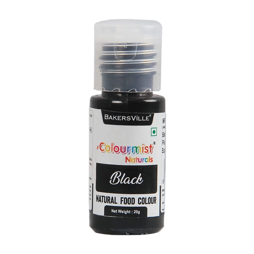Colourmist Natural Edible Food Colour, (Black), 20 Gram| Natural Food Colour For Cream/Icing/Cake/Frosting/Dessert/Milkshake/Baking |