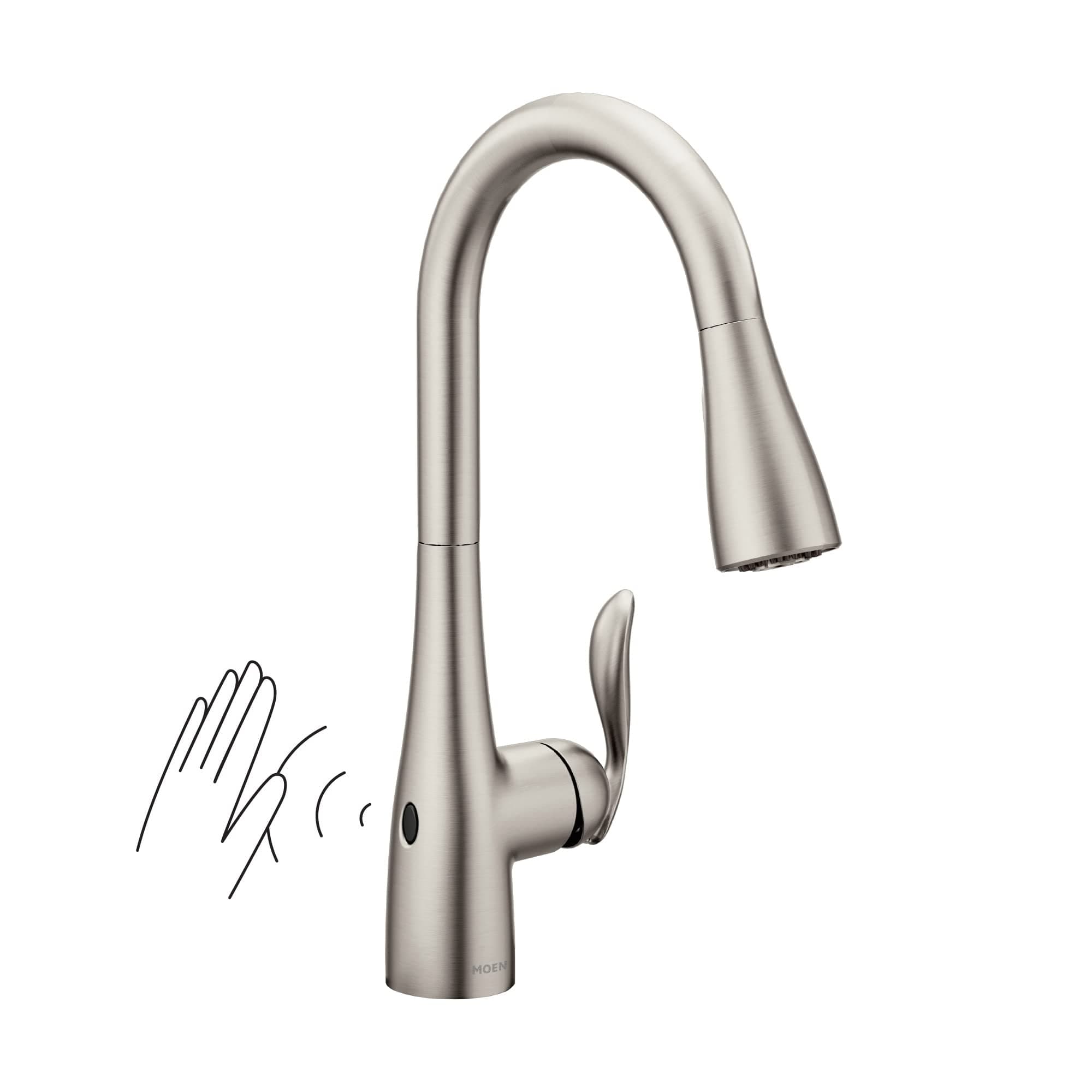 Moen Arbor Motionsense Wave Sensor Touchless One-Handle High Arc Pulldown Kitchen Faucet Featuring Reflex (7594EWSRS), Spot Resist Stainless, 3.63x26.63x14.25