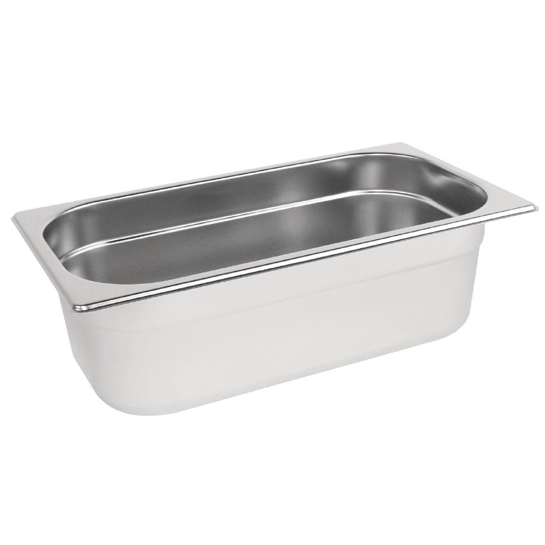 NISBETS Vogue K933 Stainless Steel 1/3 Gastronorm Pan 3.7Ltr/100mm Deep Food Container, Silver