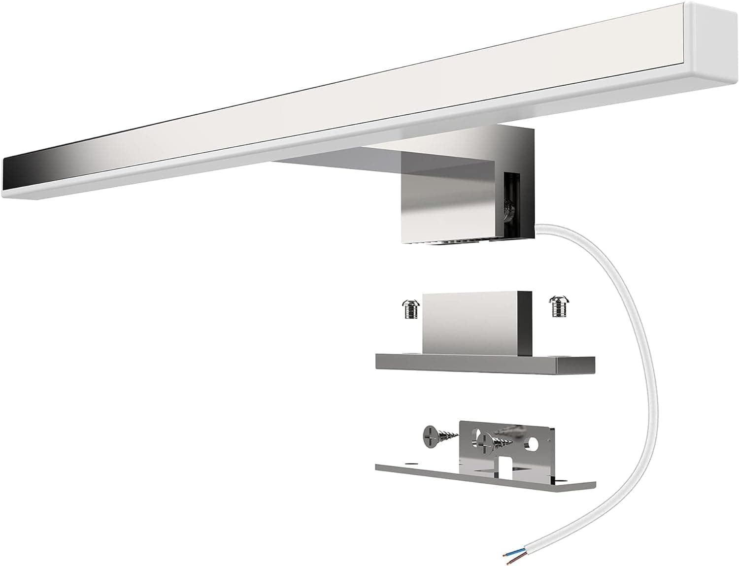 Aogled Led Mirror Light Bathroom 5W 400LM 30cm 230V Neutral White 4000K,Stainless Steel 3-in-1 IP44 Waterproof Class II Slim 300mm Bath Mirror Lamp,No Flicker,Clamp On the Mirror,Cabinet,Wall