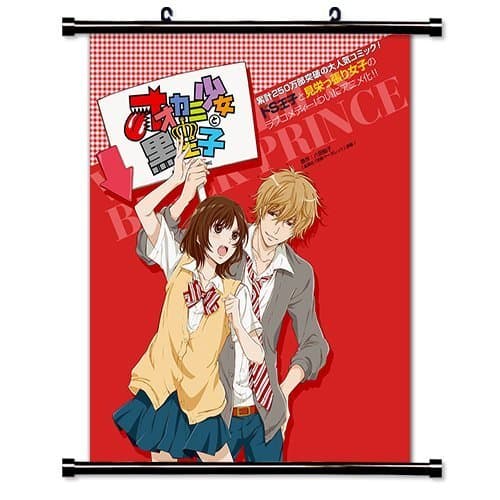 Cute Art Wolf Girl and Black Prince Anime Fabric Wall Scroll Poster (16x20) Inches