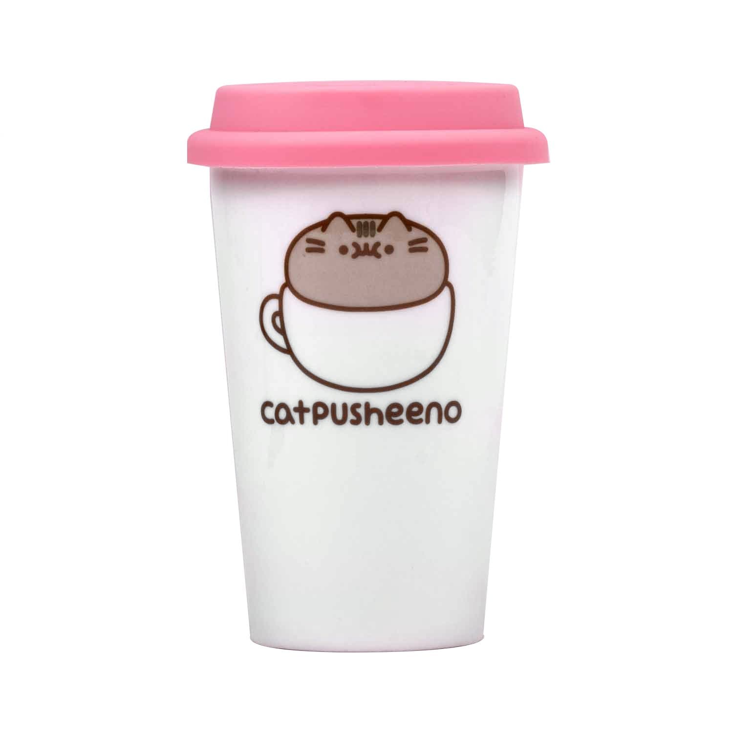 Pusheen PUSHTRVLMCATP Ceramic Catpusheeno Travel Mug, White