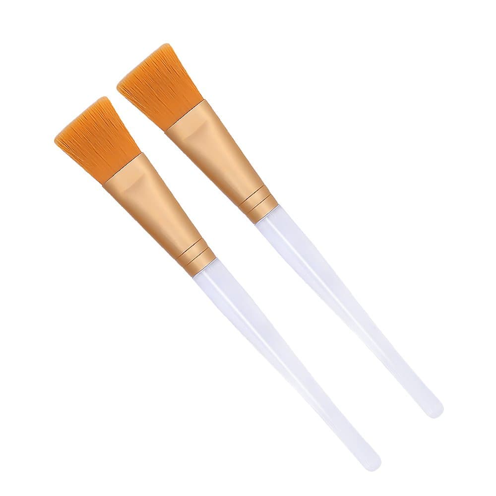 Diolan Facial Mask Brush 2 Packs - Premium Soft Face Mask Brush Makeup Brushes Set Cosmetics Applicator with White Plastic Handle For Women (Gold)