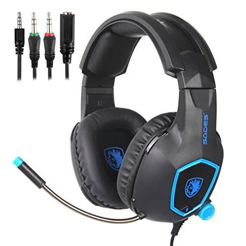 SADES Gaming Headset for Xbox One, PS4, Nintendo Switch, Bass Surround Sound Over-Ear 3.5mm Stereo Wired Headphones with Flexible Mic and Volume Control for Laptop PC Smartphones