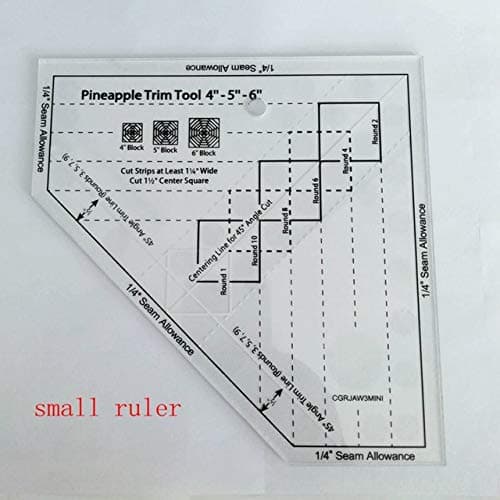 Sewing Tools The Pineapple Ruler New Quilting Ruler Pineapple Trim Tool 6-8- Or 10-Inch Finished Blocks #Mst-03B/Mst-03S - (Color: Small Ruler)