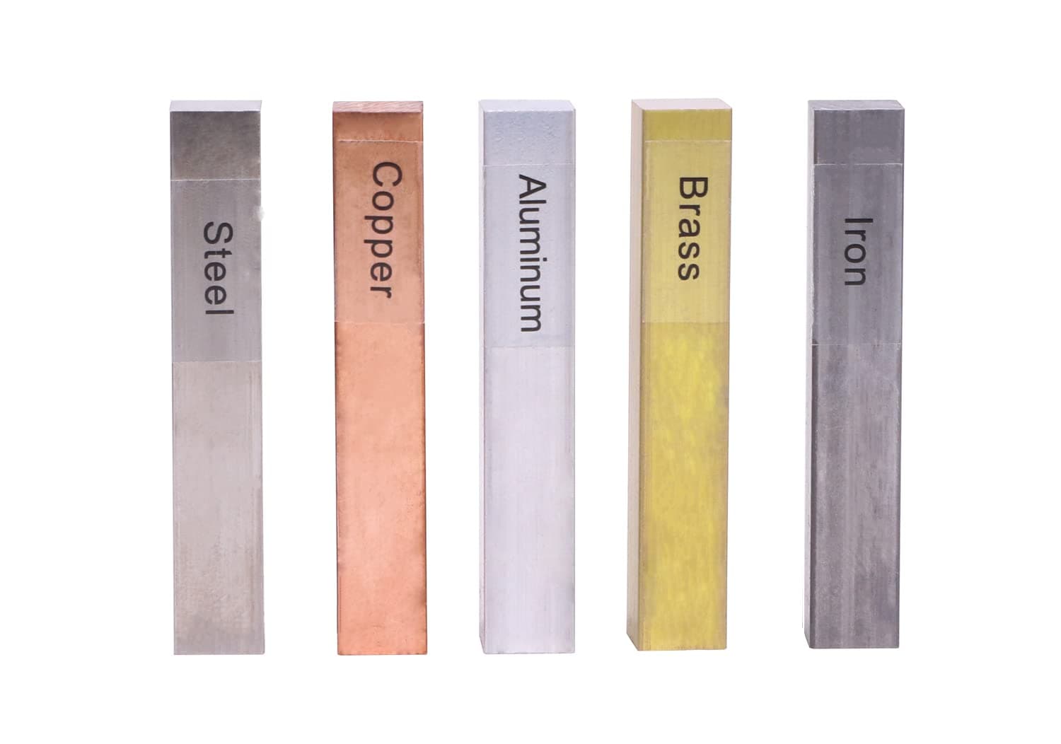 5Pcs Metal Block Set-Brass, Copper,Iron,Steel & Aluminum for Density Investigation,Specific Gravity,Collectible,Specific Heat Experiment