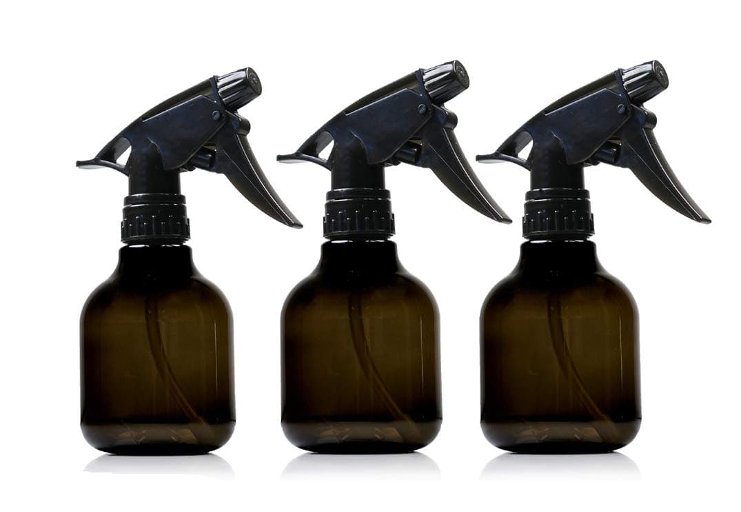 Black Plastic Spray Bottles - 8 Oz, Pack Of 3, Leak Proof, BPA Free Material, Small Spray Bottle, Adjustable Trigger Mist to Stream And Off Modes.