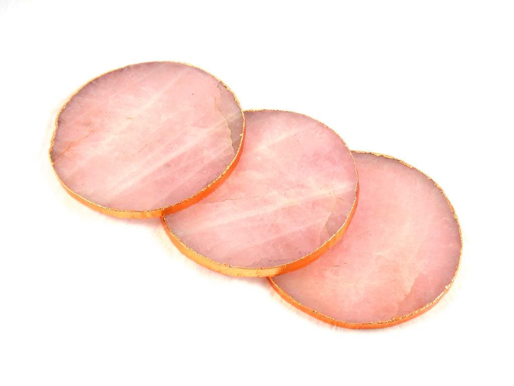 1 (one) Rose quartz coasters agate coasters drink coasters tea coaster set gemstone table ware
