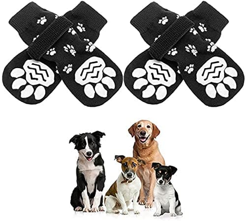 KUTKUT Anti Slip Dog Socks - Dog Grip Socks with Straps Traction Control for Indoor on Hardwood Floor Wear, Pet Paw Protector for Small Medium Large Dogs (Size: M, L x W: 5.7 x 2.5)