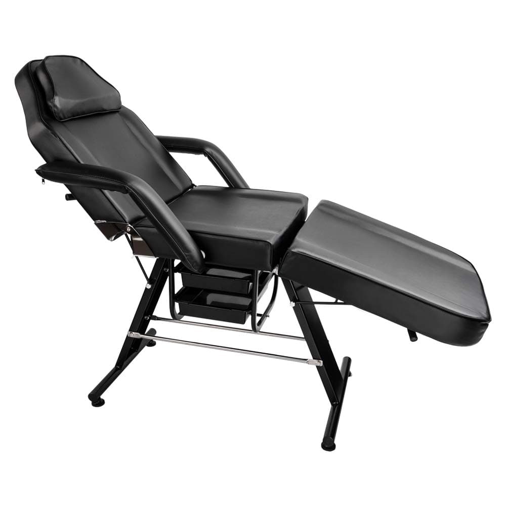 Kepooman Massage Table 70 inches Portable Professional Massage Bed 3 Section Adjustable Beauty Spa Bed Facial Salon Tattoo Chair with Removable Headrest,Two Trays
