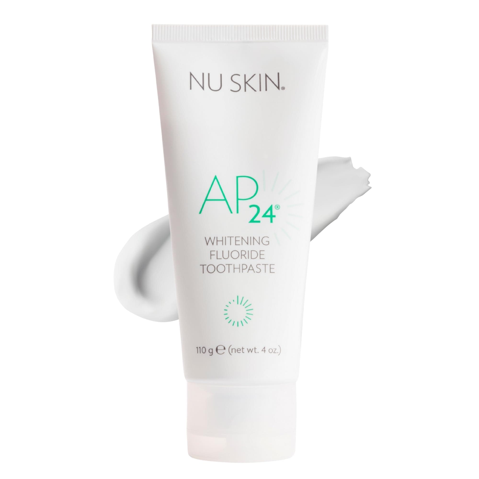 Nu Skin AP 24 Whitening Fluoride Toothpaste | AP 24 Blend | Vanilla Mint Flavor | Brightens Teeth | Removes Surface Stains | Prevents Dental Cavities & Plaque | Enamel-Safe | 4 oz | 1 Pack