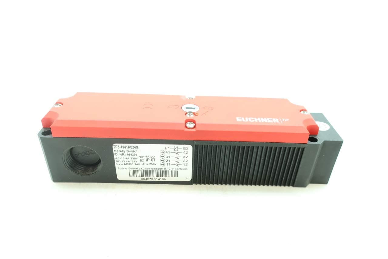 EUCHNER TP3-4141A024M Slow-Action Switching Contact 2NC 2NC, W/Door Monitoring Contact, Mechanical Guard Lock, Safety Switch, AC/DC 24 V, Guard Locking, Closed-Circuit Current, 084270, Thread M20X1.5