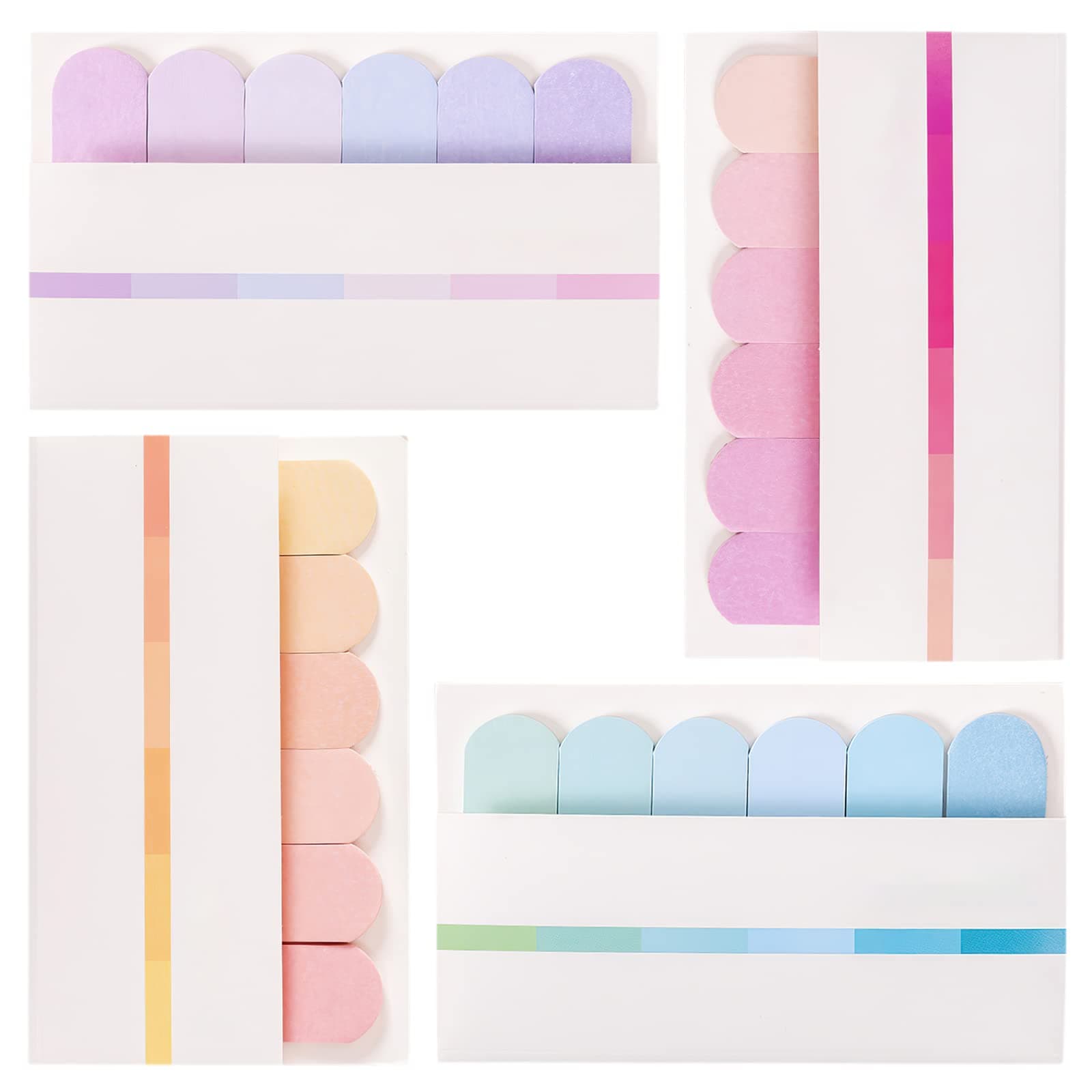 Sticky Notes Set, 480pcs Notes Loose Leaf Page Markers Bookmark, Adhesive Gradient Index Tabs Flags Stickers for School Office Home Work Classroom Book Notes, 6.2 * 1.8cm, Multicolor