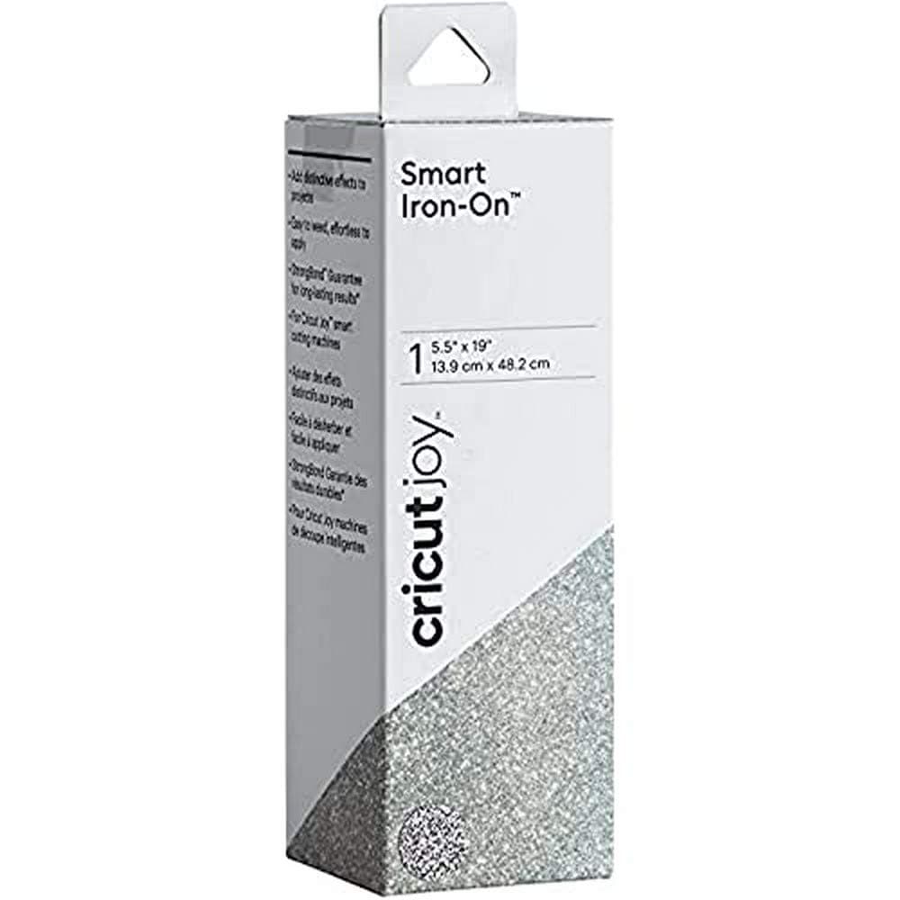 CricutJoy Smart Glitter Iron On | Silver | 48 cm (19 ft) | Heat Transfer Vinyl Roll (HTV) | for use with Cricut Joy, for Cricut Joy