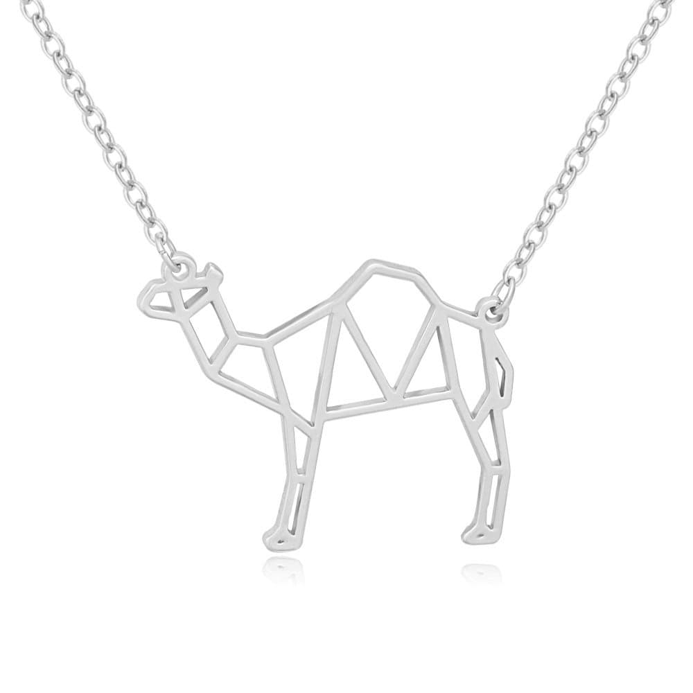 MANZHENGeometric Origami Camel Pendant Necklace Desert Animal Jewelry