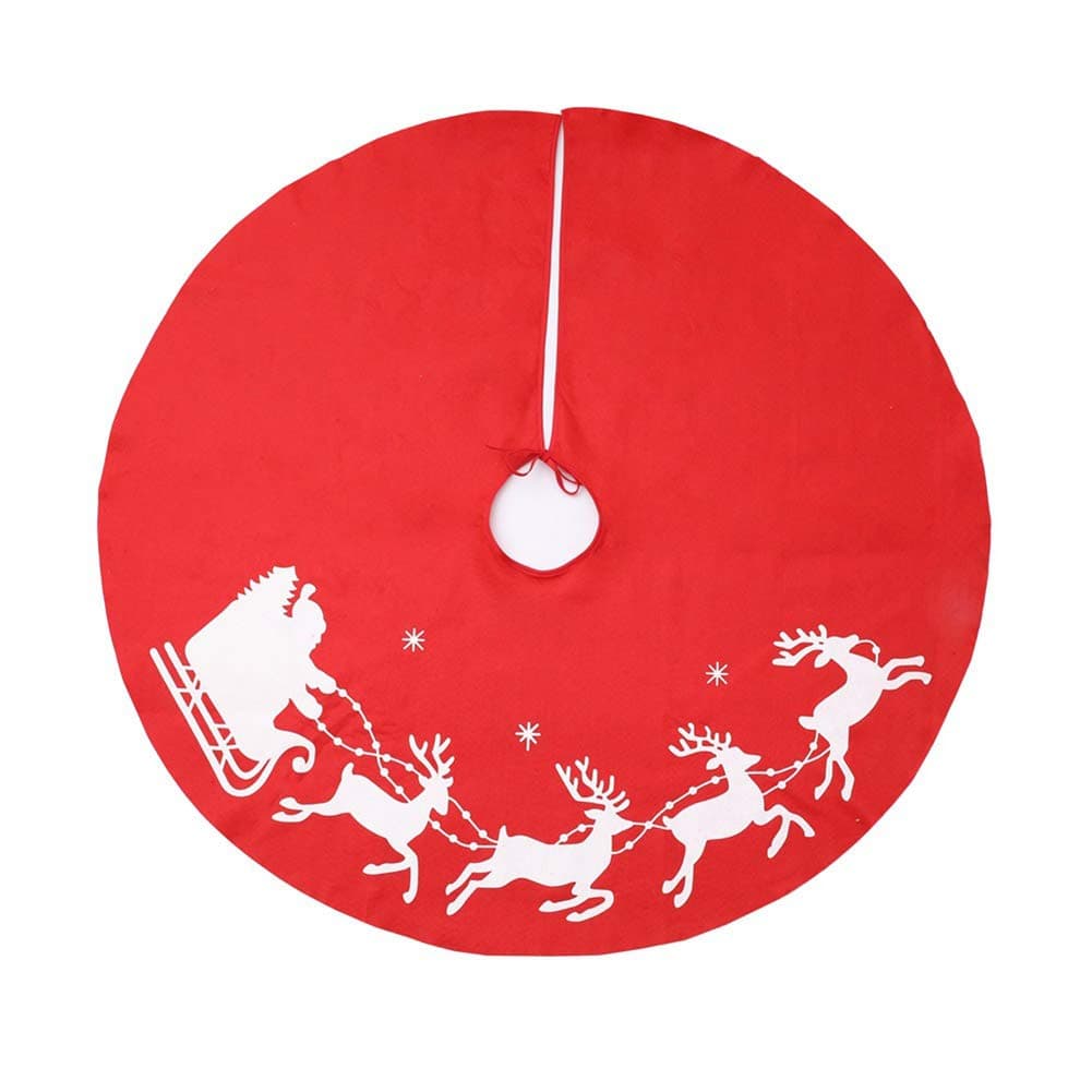 zmigrapddn Santa Tree Skirt Base Carpet - Round Large Elk Print Xmas Tree Cover Apron Mat Christmas Party Home Mall Winter Decor
