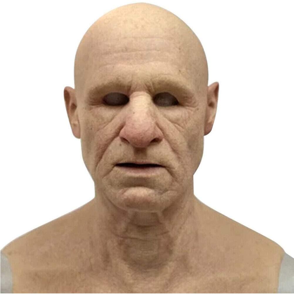 Realistic Old Man Latex Headwear - Halloween Horror Headgear for Role Playing
