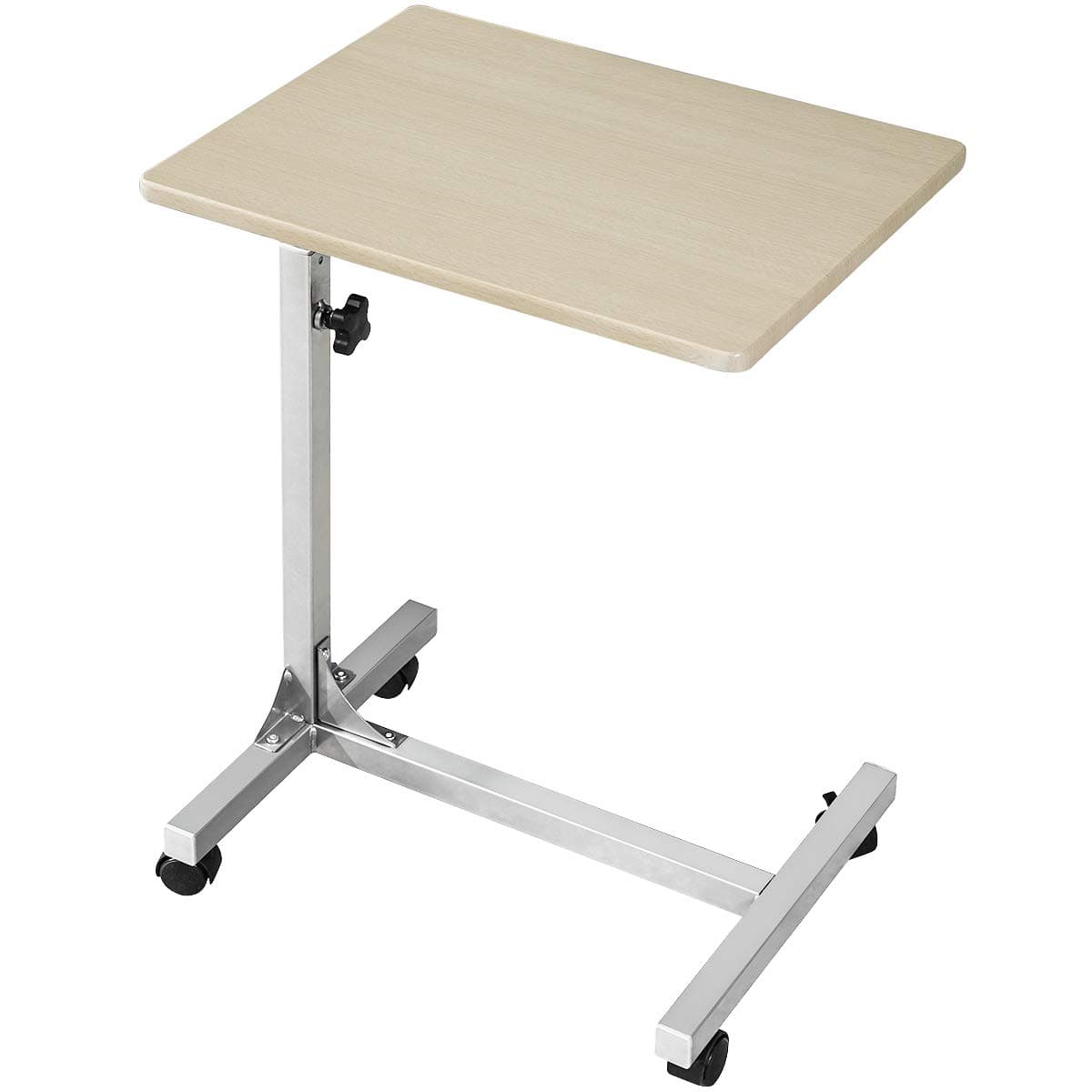 Coavas Over Bed Table Side Rolling Table 3 Adjustment Levels with Lockable Rolling Wheels Medical Portable Notebook Laptop Desk TV Tray Table for Eating Breakfast (31, Beech)