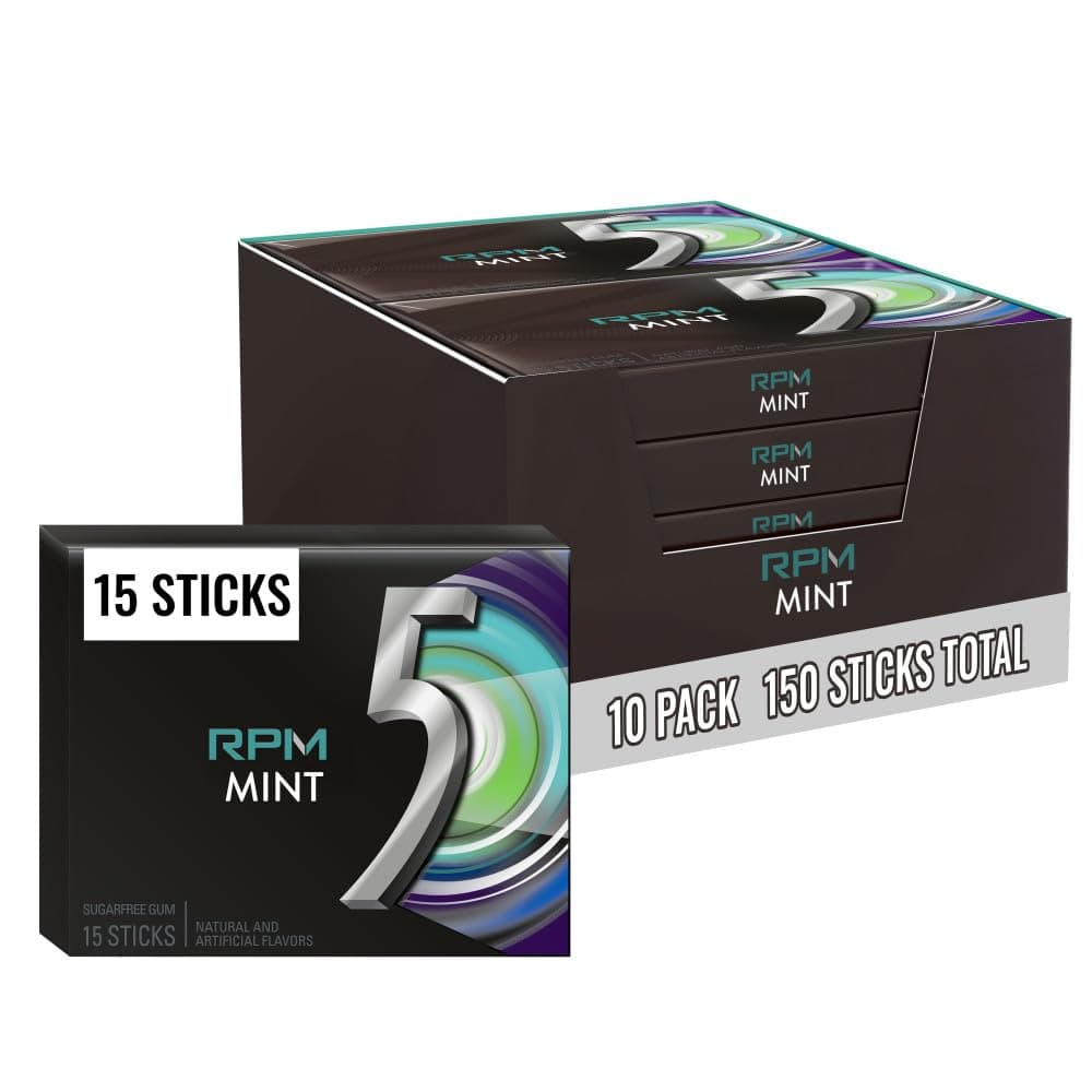 5 Gum Rpm Mint Sugarfree Gum - 15 Piece, 10 Packs