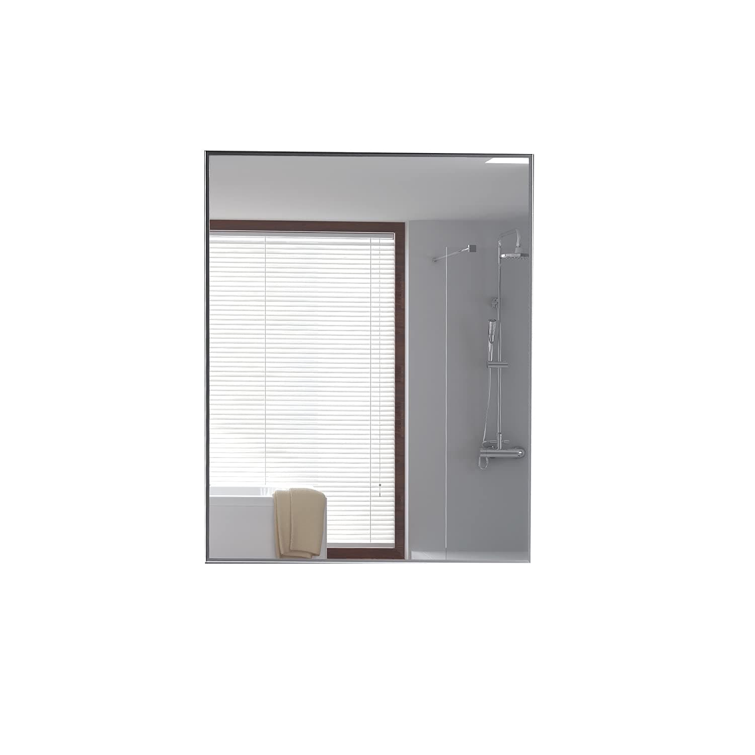 Eviva Sax 24" Brushed Metal Frame Bathroom Wall Mirror