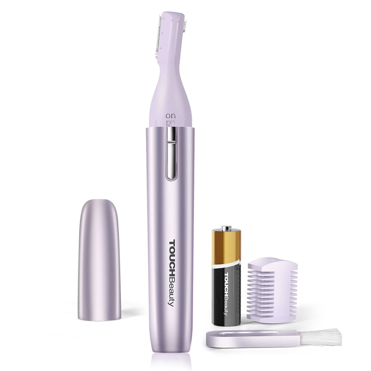 Eyebrow Hair Trimmer for Women, Painless Precision Eyebrow Shaper, Pen-Shaped Hair Remover Razor for Face Chin Neck, Upper-Lip, Peach-Fuzz Mini Sized Battery-Operated Purple Color 1658A