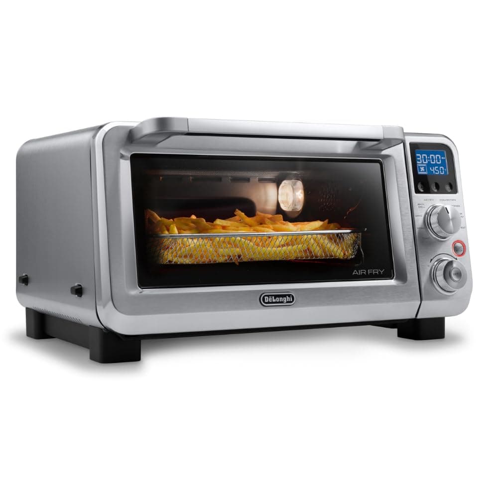 De'Longhi Digital Air Fry Convection Toaster Oven 14L Stainless Steel, Air Fry Oven, 9-in-1, Grills, Broils, Bakes, Roasts, Reheats, Keep Warm, Non-Stick, Scratch-Resistant Interior, 1800-Watts