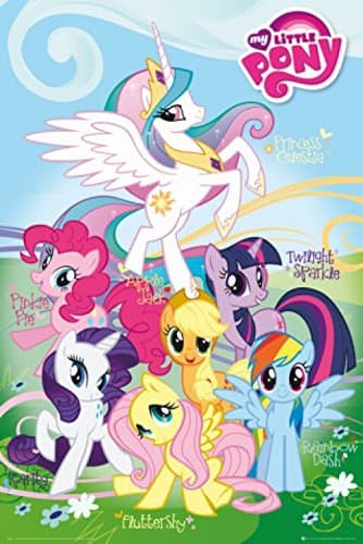 Posters: My Little Pony Poster - Fluttershy, Rainbow Dash, Rarity, Pinkie Pie, Applejack, Twilight Sparkle, Princess Celestia (36 x 24 inches)