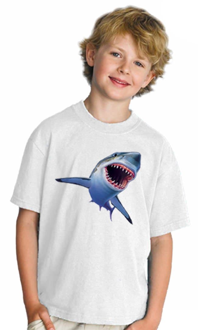 SolarTees Boy's Sharky Solar Color Changing Tee SM White