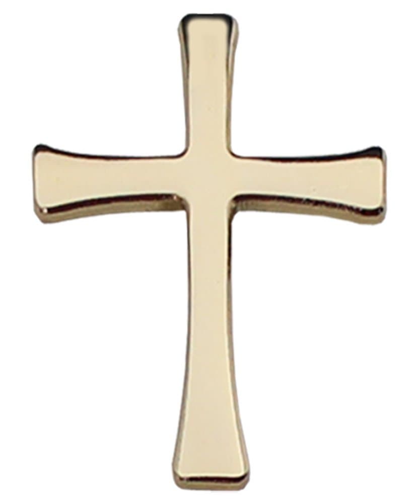 Christian Cross Die-struck Gold Metal Lapel Pin with Butterfly Clasp, .75 inch x 1 inch