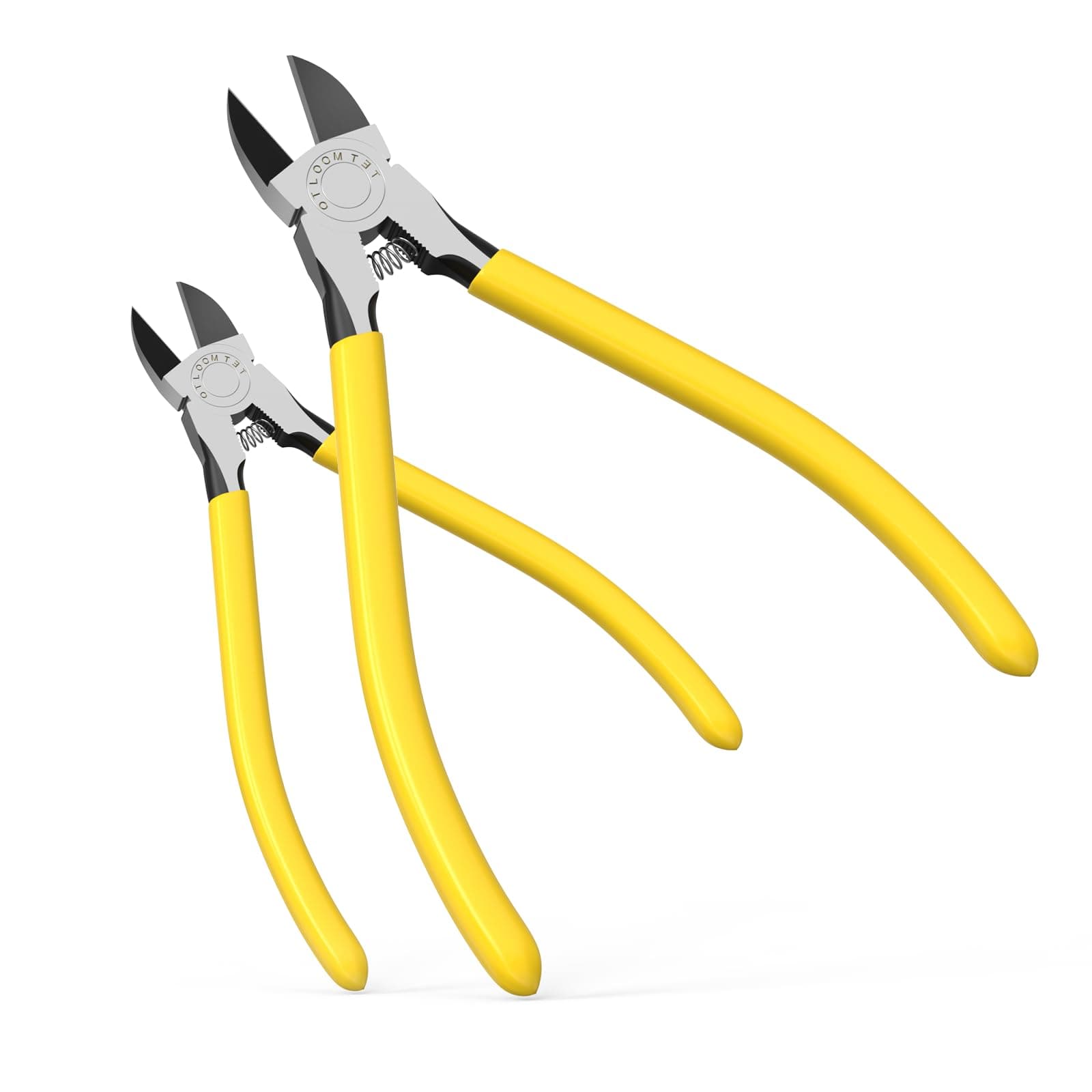 OTLOOMTBT 6-In and 5-In 2 PCS Ultra Sharp Compact Wire Cutters with Long Flat Nose Pliers Ideal for Cutting Crafts, Flowers, Plastics, Appliances and Any Clean Cutting Needs Powerful Wire Cutter
