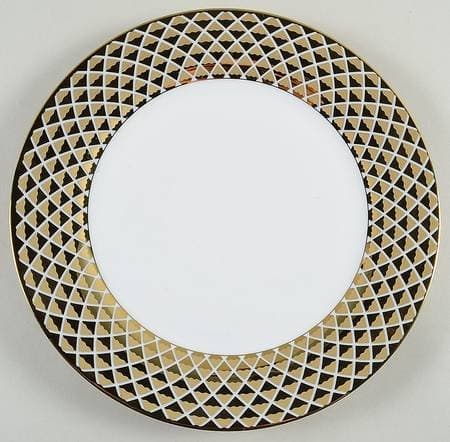 Ciroa Luxe Lattis Gold Porcelain Dinner Plates 10 5/8" Diameter Set of 4