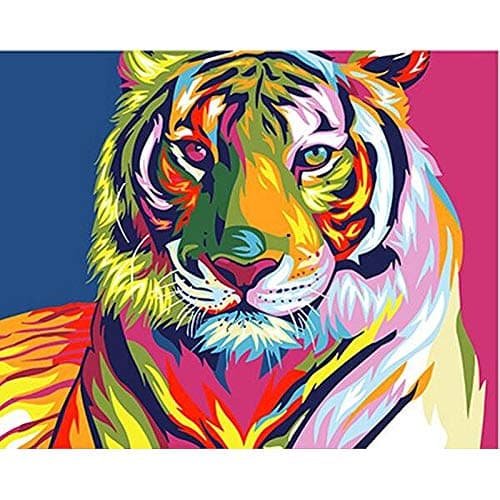 Frameless Colourful Tiger Animals DIY Painting By Numbers Wall Art Acrylic Paintings Hand painted Home Decor For Living Room 40 x 50 cms