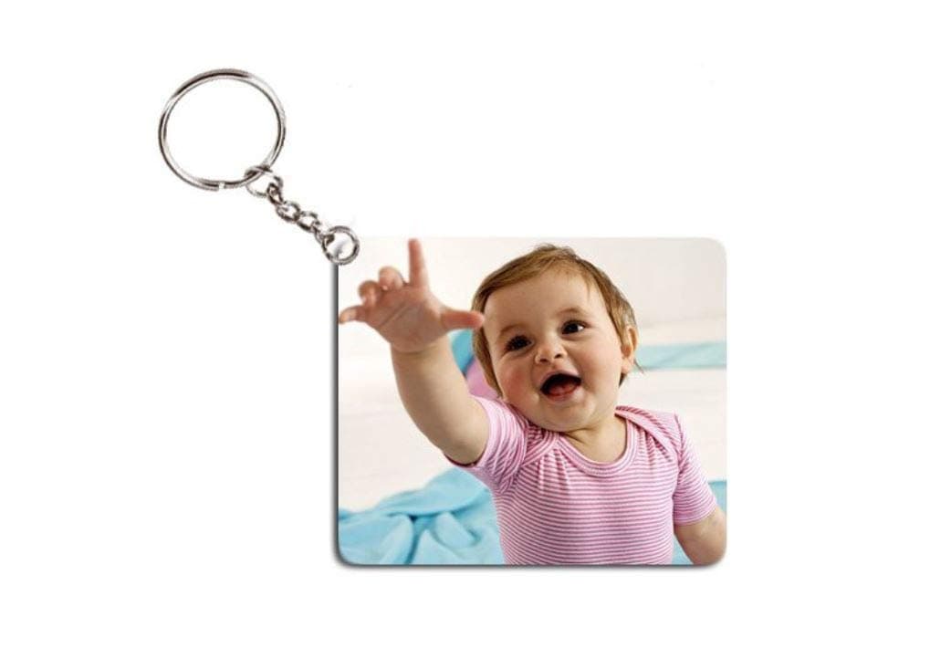 Customized Square Shaped for Couple with Photos Both Side Printing Keyrings and Keychains (Multicolour, Standard Size)