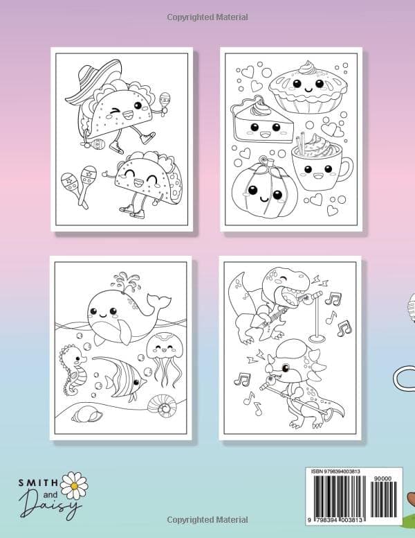 Kawaii Coloring Book: Cute and Easy Coloring pages with Kawaii Animals, Fast Food & Sweet Treats for Kids and Busy Adults