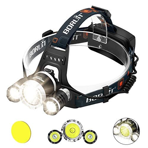 Headlamp Rechargeable Led Headlamp Flashlight Brightest waterproof headlamp Boruit RJ5000 Cree XM-L2 3 LED 8000LM Headlamps Headlight 18650 Batteries Pack for Hunting Fishing