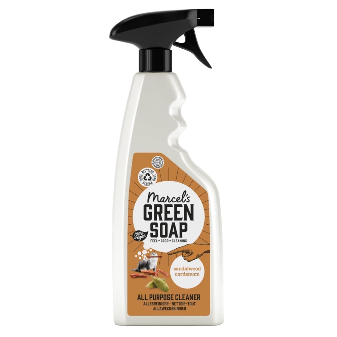 All Purpose Cleaner Spray Sandalwood & Cardamom -Microplastic-free formula - Vegan - 100% recyled plastic bottle - Refillable - 500 ml
