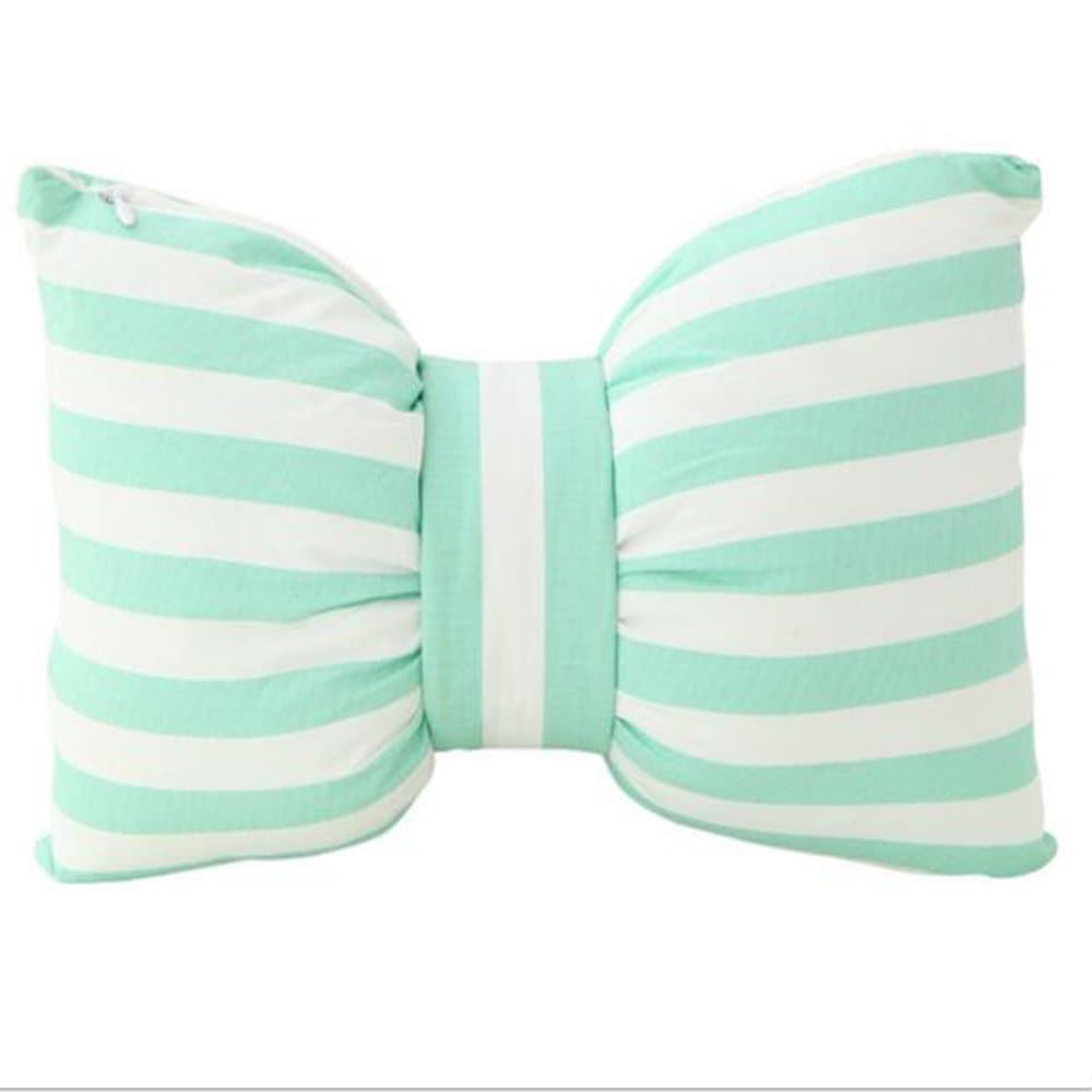 FPBS Lovely Striped Bow Pillows Cushions for Home Office Car Use Soft Stuffed Toys Best Gifts for Girls and Women (Blue Striped)