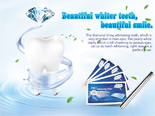 Flashy Bright Beautiful Smile (14 Days) Teeth Express Professional Quality 28 Whitening Strips (6% Hydrogen Peroxide) + 1 Whitening Pen Kit (44% Carbamide Peroxide) + 100% Money-Back Guarantee