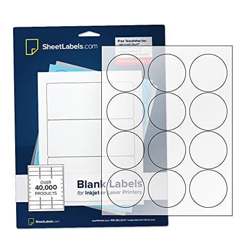 2.5" Clear Round Labels, Inkjet or Laser Printable, Crystal Clear Gloss - 1200 Labels