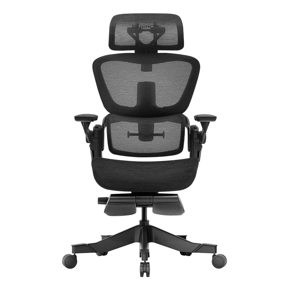 HINOMIH1 Pro V2 Ergonomic Office Chair with Footrest - Home Office Desk Chair with Lumbar Support, Mesh Office Chair with Foot Rest, Comfy Computer Chair with Back Support (Black, Large)