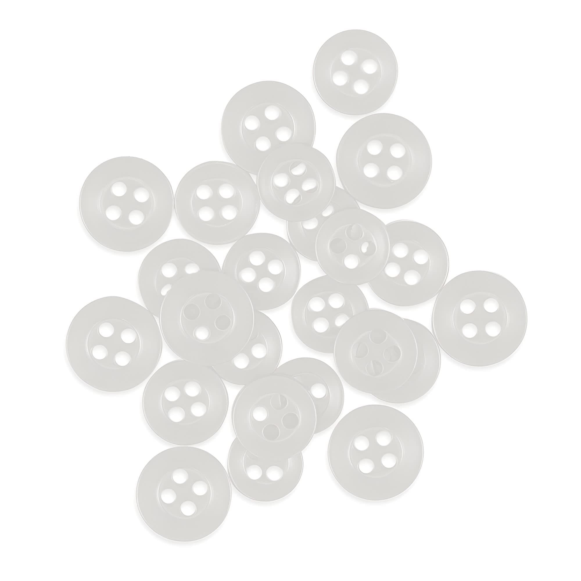 ButtonMode Standard Shirt Buttons 22pc Set Includes 8 Front (11mm or 7/16 in), 7 Sleeve (10mm or 3/8 in) & 7 Collar (9mm or Almost 3/8 in), Clear White