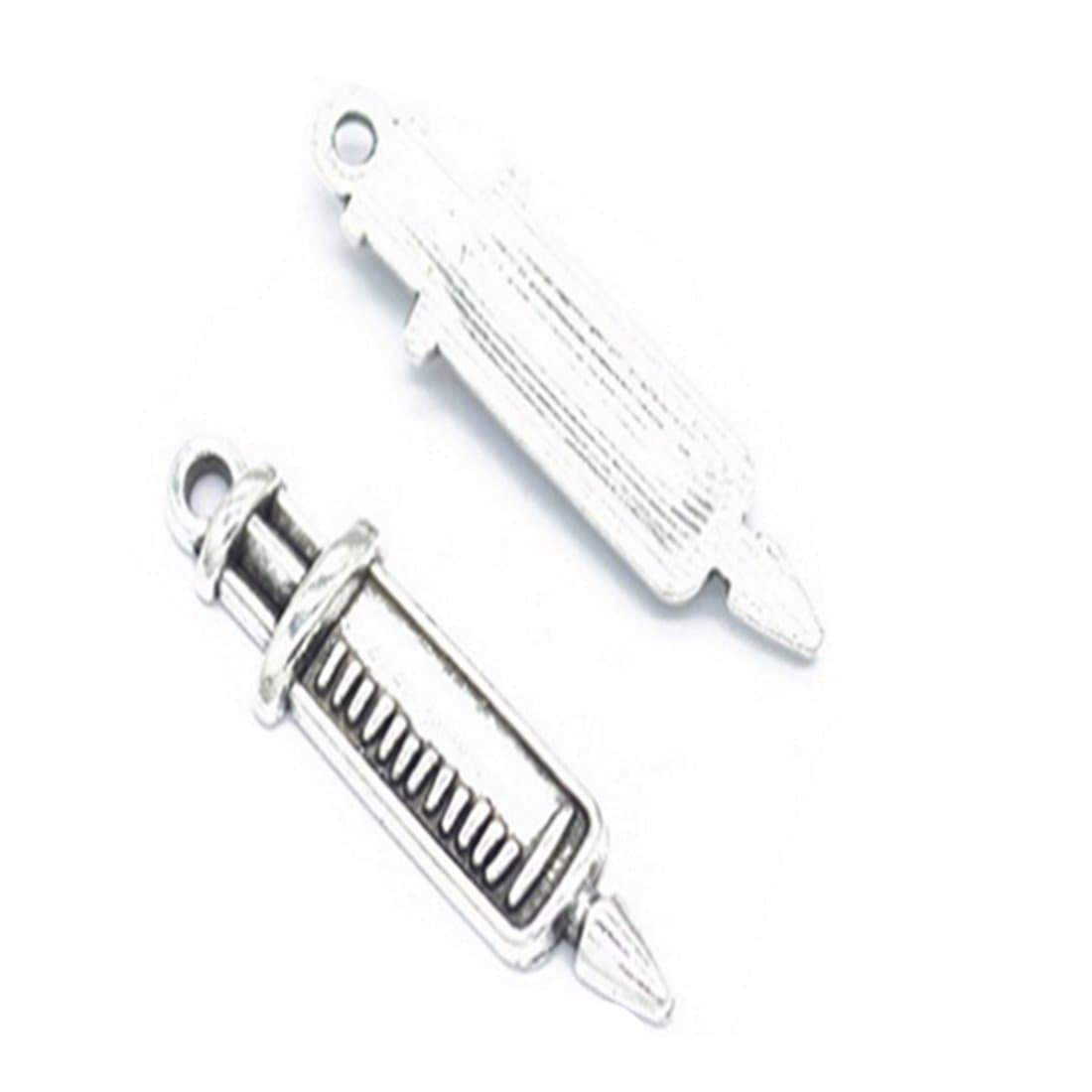 5 PCS silver Syringe pendant charms