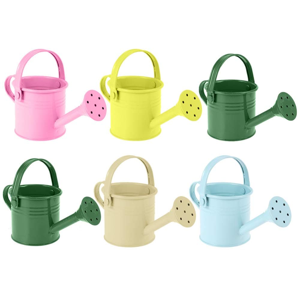 6pcs Watering Can for Kids Mini Spray Pot Indoor Metal Plants House Garden Flower Long Spout Water Pot for Succulents Cactus Vegetable Fruit Random Color
