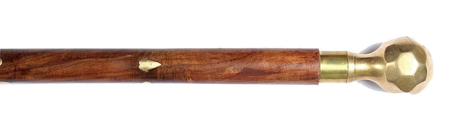 BBrown Wooden Swagger Stick With Diamond Head Design Walking Stick 24 inch